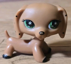 LPS~C-031~ 2006 Dachshund perro ojos verdes copos de nieve~ auténtico Littlest Pet Shop - Imagen 1 de 7
