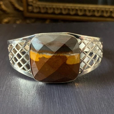 Браслет-манжета из чистого серебра Mine Finds By Jay King Sunset яшма размер 6,5 + - Изображение 1 из 4