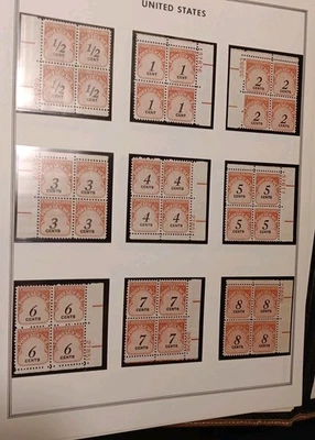 14 Postage Due Plate Blocks Of 4ea. MNH J88 Thru J101 ,1/2c -$5. On 2 Pages  - Image 1 of 4