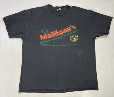 VINTAGE CJ Mulligan's Sport Tavern & Eatery Miami Graphic T-shirt Men XL Black - Image 1 of 4