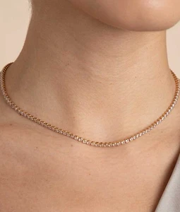 Astrid & Miyu GLEAM TENNIS CHAIN NECKLACE IN 18K Gold Plated Brass - 40cm + 5cm - Picture 1 of 3