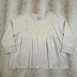 Sudadera Ariat Crema Moteada Peplum Bordada Boho Pullover Top M - Imagen 1 de 9