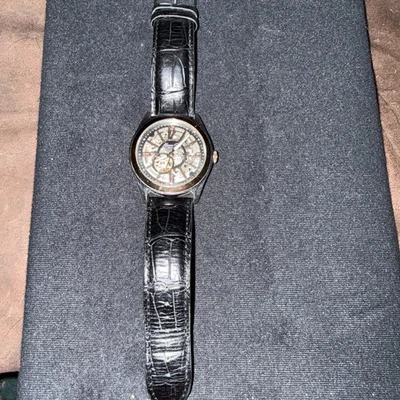 Reloj de vestir Kenneth Cole KC1792 automático esqueleto correa de cuero negro para hombre Foto 1 de 4