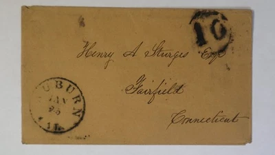 1850s Auburn Placer California Large 10 in Circle to Henry Sturges Fairfield CT - Image 1 of 2