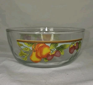 Vtg Glass Mixing Bowls Set of 2 – Fruit Pattern Nesting Prep Bowls - Picture 1 of 3