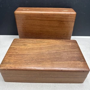 2 cajas de almacenamiento de madera firmadas India 10” X 6” X 2,5” cada una - Imagen 1 de 15