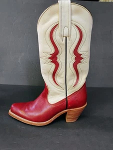 LKNW! Frye Boots Womens 6 B Vintage Red Lizard Leather Heeled Inlay Western - Picture 1 of 18