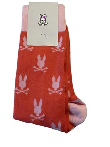 Psycho Bunny Anzugsocken Herren Einheitsgröße rosa hellrosa Allover-Logo 1 Paar - Bild 1 von 2