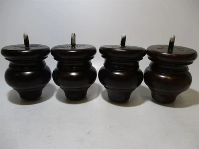 Patas de muebles atornillables de madera de pino de 4 1/2" de alto con acabado de nogal - Juego de 4 Foto 1 de 3