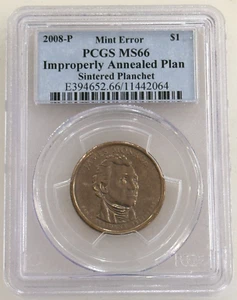2008-P Mint Error James Monroe Dollar Improperly Annealed Planchet, PCGS MS66 - Picture 1 of 2