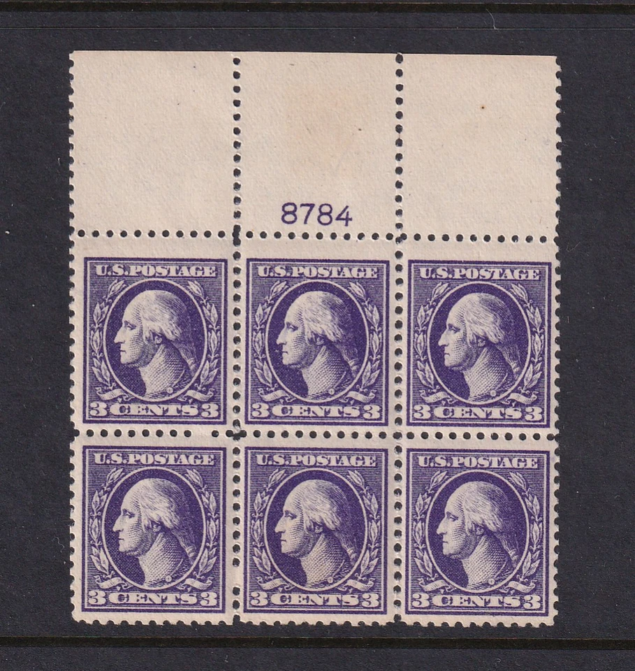 1918 Washington 3c Sc 530 MNH with original gum, Type IV, plate block of 6 (DF - Image 1 of 1