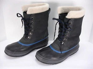 L.L. BEAN 284892 BLACK LEATHER LACE UP WINTER SNOW BOOTS MEN'S 8 - Picture 1 of 17