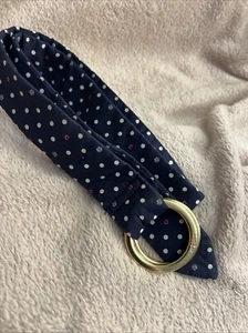 WOMEN'S LILLY PULITZER BELT Blue White Polls Dots COTTON Cloth Style SIZE SMALL - Picture 1 of 4