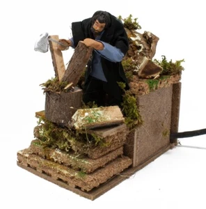 Pastore per Presepe in Movimento Il Taglialegna Statuina Terracotta 10 cm - Foto 1 di 4