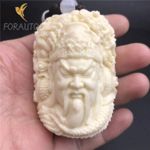 Chinese Traditional Figurines White Guan Gong Yu Warrior God Hero Statue Pendant - Picture 1 of 4