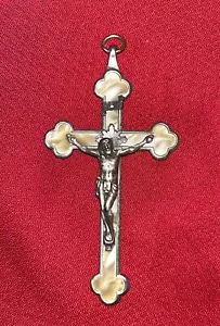 VINTAGE 4.25” SILVER TONE CROSS W 3D FIGURAL JESUS PENDANT OR WALL MOUNT GERMANY - Picture 1 of 5