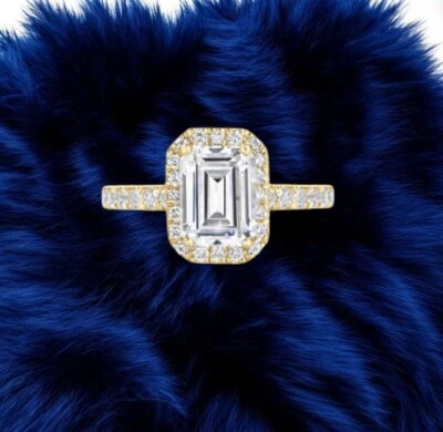 1.40 Ct Emerald Cut IGI GIA Lab Grown Diamond Engagement Ring 14K Yellow Gold - Image 1 of 4