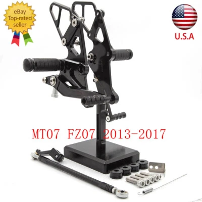 For Yamaha MT-07 MT07 FZ07 2013-2024 CNC Rearset Footpegs Footrest Black 2017 18 Foto 1 de 4