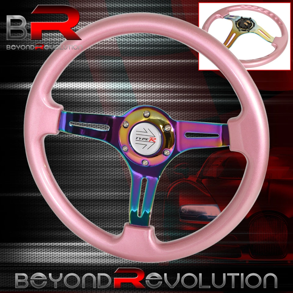 Volante Tipo-R Rosa Neo Cromo Raya Central 6 Pernos Agujero 350mm Plato Foto 1 de 1