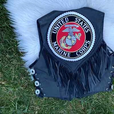 Hot Leathers黑色流苏海洋背心大号 — 第 1/4 张图片