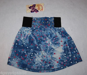 Girls Skirt TIE DYE BLUE Polka Dot SILVER STUDS Black Elastic Waist 6 GeGe - Picture 1 of 1