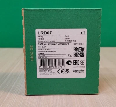 Relé de sobrecarga térmica Schneider LRD07 TeSys 1,6 - 2,5 A NUEVO CAJA SELLADA VENTA EE. UU. Foto 1 de 4