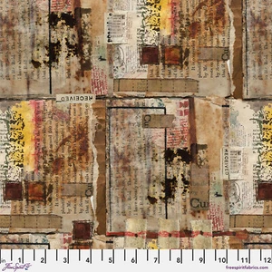 STORYBOARD ~ RECEIVED ~ Mixed Media Style ~ Free Spirit Fabric ~ PARCHMENT ~ BTY - Picture 1 of 1
