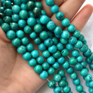 6/8/10mm Natural Green Turquoise Round Gemstone Loose Beads 15'' Strand