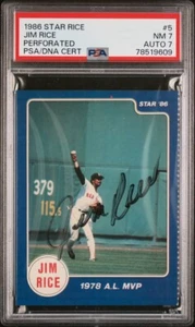 1986 Star Jim Rice 1978 A.L. MVP Perf #5 Boston Red Sox HOF PSA 7 Auto 7 Pop 1/1 - Picture 1 of 3