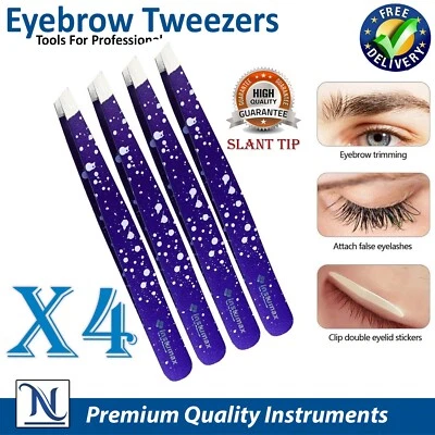 INSTUMAX® Eyebrow Tweezer Slanted Flat Tip Stainless Steel Facial Hair Remover Clip Makeup