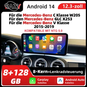 Android Auto Für Mercedes C klasse GLC W205 X253 apple car play GPS touchscreen - Zdjęcie 1 z 17