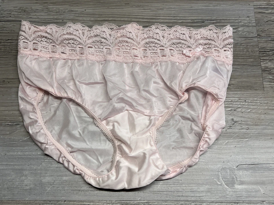 Bragas románticas vintage Olga rosa satinado encaje mojado corte alto talla 5 #10 Foto 1 de 4