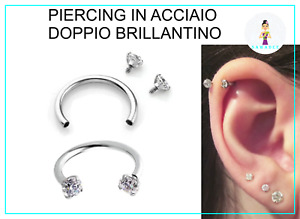 Piercing Cerchietto Acciaio Sopracciglio Ferro di Cavallo Labbra Tragus 