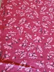 Vntg Sewing Fabric Cotton Flannel RJR Pink & Wine Oak Leaf & Acorns 1/2Ydx45" - Picture 1 of 4