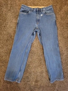 Duluth Trading Jeans Men's 32x30 Blue Denim Plaid Lined Relaxed Fit 5 Pocket - Picture 1 of 9