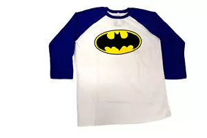 Camicia Batman uomo Batman logo stile baseball raglan nuova con etichetta L - Foto 1 di 5