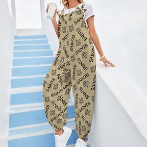 New Orleans Saints Women's Jumpsuit with Suspender Printed Casual Trousers