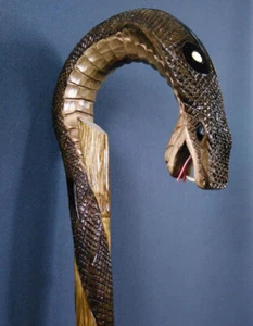Cobra Brown Cane Collectible Cane Wooden Walking Stick engraved tactical stylish - Picture 1 of 13