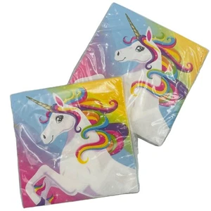 Rainbow Unicorn Beverage Napkins Party Luncheon Pride Creative Converting 38 Ct - Picture 1 of 11