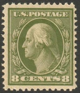 Scott #337 1908-09 8 Cent Olive Green Fine MNHOG WMK 191 MSP20-14 - Picture 1 of 2