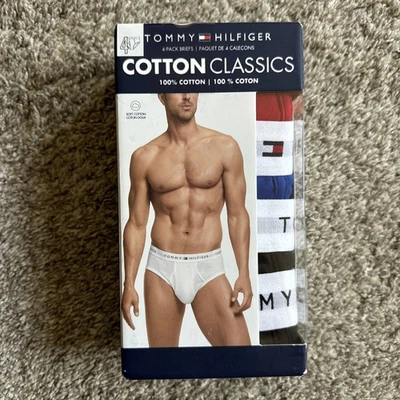 Paquete de 4 calzoncillos clásicos de algodón para hombre Tommy Hilfiger medianos (32-34) azul/rojo/negro Foto 1 de 4