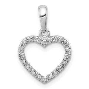 Ciondolo cuore in argento sterling rodiato con diamanti - Foto 1 di 3