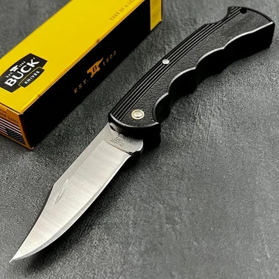 BUCK KNIVES USA Bucklite Black Handle Folding Clip Point Blade EDC Pocket Knife - Image 1 of 4