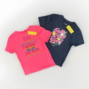 Blessed Girl 2 T-Shirt Tees Pink Kind Brave Blue Faith Hope Love Girls Large NEW - Picture 1 of 13