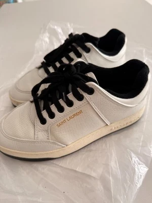 Saint Laurent Sneakers Shoes White Leather Black Low Women's US6.5 / JP23.5 VG - Image 1 of 4