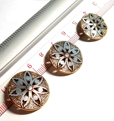 1 Schmuck Metall Knopf Bicolor Altgold/Altsilber Mandala Muster 18mm, 20mm, 23mm - Bild 1 von 2