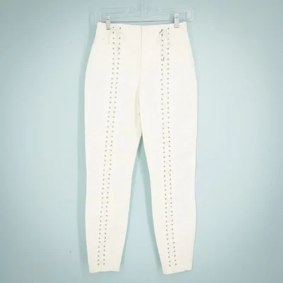 Pantalones ALC Talla 2 Kerrigan Blancos Con Cordones Delanteros Ajustados Mezcla Algodón NUEVO Foto 1 de 4