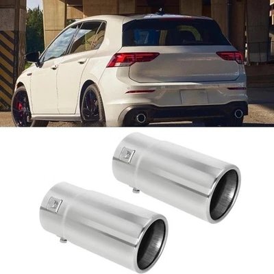 2PCS Exhaust Pipe Tail Muffler Tip Throat Tailpipe For VW Golf Atlas - Изображение 1 из 4