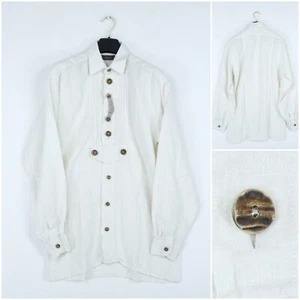 Mens Trachten Shirt Medium Size Tyrol Beige RICHARDS Festival Country Linen Top - Picture 1 of 10