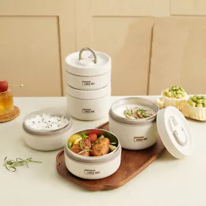 Stackable Stainless Steel Thermal Compartment Lunch/Snack Box Insulated Bento - Picture 1 of 13